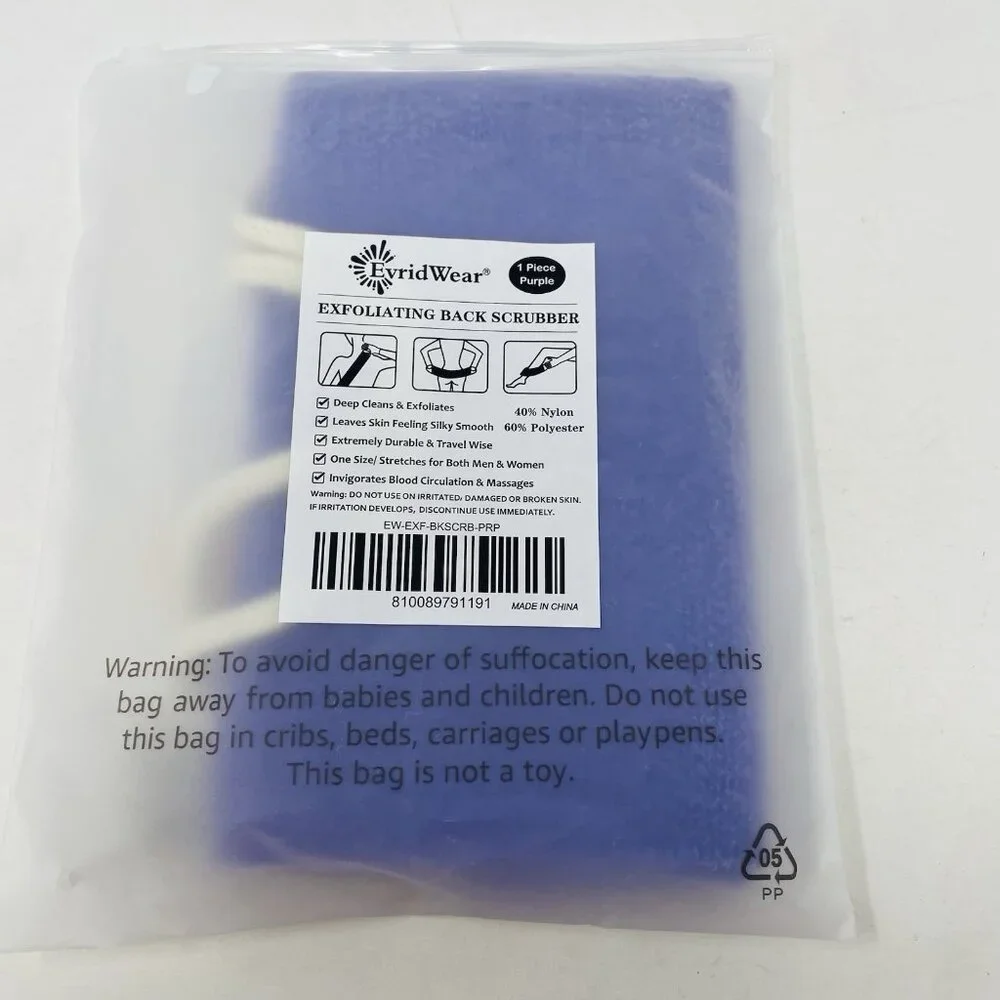 Evridwear Exfoliating Back Scrubber with Handles Two Sides for Body‎ Shower 1149